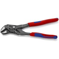 KNIPEX 86 02 250 Zangenschlüssel Zange und Schraubenschlüssel in einem Werkzeug mit Mehrkomponenten-Hüllen grau atramentiert 250 mm