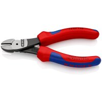 KNIPEX 74 02 140 Kraft-Seitenschneider mit Mehrkomponenten-Hüllen schwarz atramentiert 140 mm