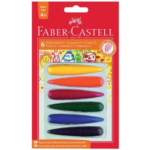 FABER-CASTELL 4+Finger Wachsmalstifte farbsortiert, 6 St.