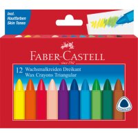 FABER-CASTELL Triangular Wachsmalstifte farbsortiert, 12 St.