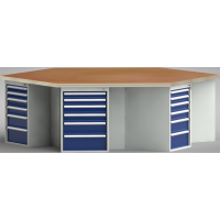 6Eck-Standard-Werkbank 2700x2338x840, BM-Pla.40mm,...