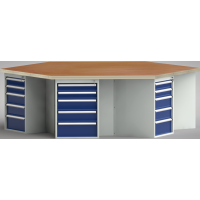 6Eck-Standard-Werkbank 2700x2338x840, BM-Pla.40mm,...