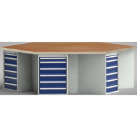 6Eck-Standard-Werkbank 2700x2338x840, BM-Pla.40mm,...