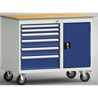Standard-Werkbank 1000x620x830, BM-Pla.20mm, 2Gh.(1 Türe, 6 Schubl.)