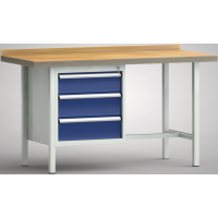 Standard-Werkbank 1500x700x840, BM-Pla.40mm, 1Gh.(3 Schubl.)