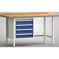 Standard-Werkbank 1500x700x840, BM-Pla.40mm, 1Gh.(4 Schubl.)