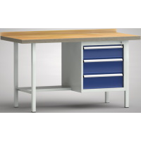 Ergo-Standard-Werkbank 1500x700x900, BM-Pla.40mm, 1Gh.(3 Schubl.)