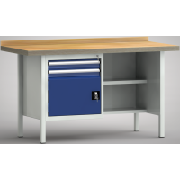 Profi-Werkbank 1500x700x845, BM-Pla.45mm, 1 Rückbr.,...