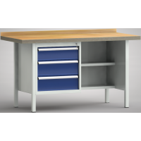 Standard-Werkbank 1500x700x840, BM-Pla.40mm, 1Gh.(3 Schubl.)
