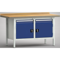Ergo-Standard-Werkbank 1500x700x900, BM-Pla.40mm, 2Gh.(2 Türen, 2 Schubl.)
