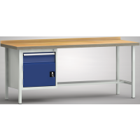 Profi-Werkbank 2000x700x845, BM-Pla.45mm, 1 Rückbr., 1Gh.(1 Türe, 1 Schubl.)