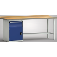 Profi-Werkbank 2000x700x845, BM-Pla.45mm, 1 Rückbr., 1Gh.(1 Türe, 1 Schubl.)