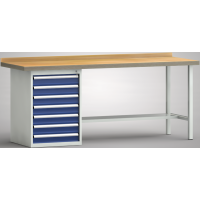Standard-Werkbank 2000x700x840, BM-Pla.40mm, 1Gh.(7 Schubl.)