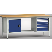 Profi-Werkbank 2000x700x845, BM-Pla.45mm, 1 Rückbr.,...