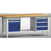 Profi-Werkbank 2000x700x845, BM-Pla.45mm, 1 Rückbr.,...