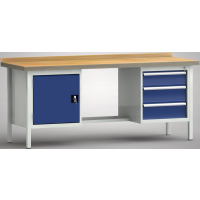 Profi-Werkbank 2000x700x845, BM-Pla.45mm, 1 Rückbr.,...