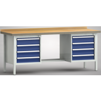 Profi-Werkbank 2000x700x845, BM-Pla.45mm, 1 Rückbr.,...