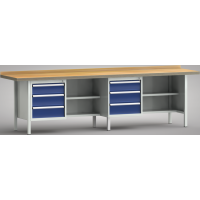 Standard-Werkbank 3000x700x840, BM-Pla.40mm, 2Gh.(6 Schubl.)