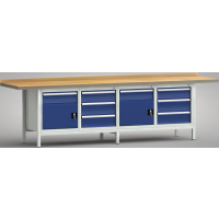 Profi-Werkbank 3000x700x845, BM-Pla.45mm, 1 Rückbr.,...