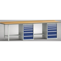 Ergo-Standard-Werkbank 3000x700x900, BM-Pla.40mm, 2Gh.(16 Schubl.)