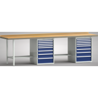 Ergo-Standard-Werkbank 3000x700x900, BM-Pla.40mm, 2Gh.(16 Schubl.)