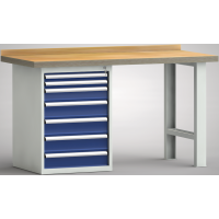 Profi-Werkbank 1500x700x845, BM-Pla.45mm, 1 Rückbr.,...