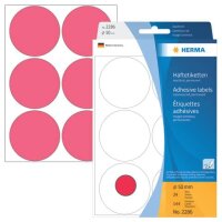 Vielzwecketiketten/Farbpunkte Ø 50 mm, rund, leuchtrot, permanent haftend, zur Handbeschriftung