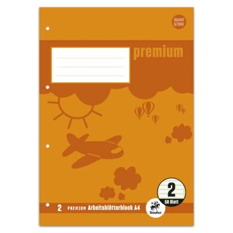 Arbeitsblätterblock PREMIUM LIN 2 - A4, 80 g/qm, 50 Blatt, beidseitig mit Rahmen