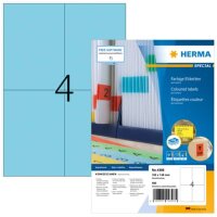 Farbige Etiketten A4, 105 x 148 mm, blau, permanent haftend