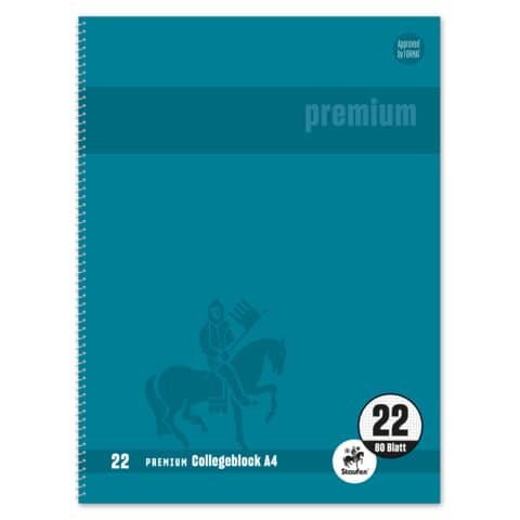 Collegeblock Premium LIN 22 - A4, 80 Blatt, 90 g/qm, grün, kariert mit Rand innen