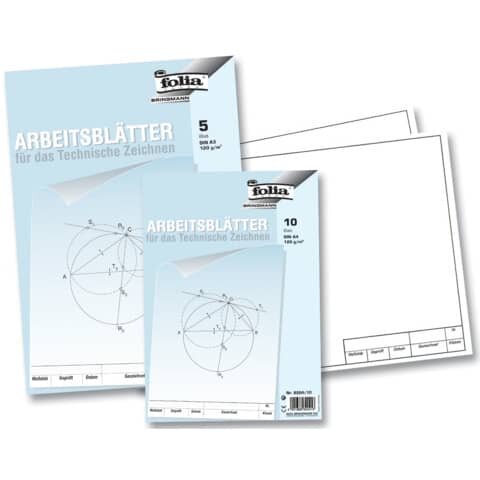 Arbeitsblätter für technisches Zeichnen 120g/qm, weiß, DIN A4, 10 Blatt