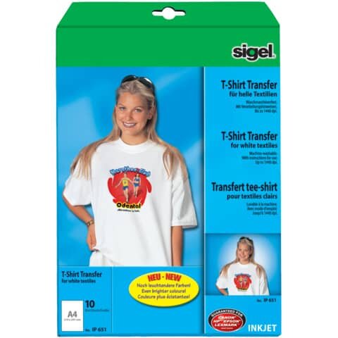 InkJet Transfer Folien für T-Shirts, für helle Textilien, 10 Folien