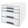 LEITZ Schubladenbox WOW CUBE  perlweiß/grau 5213-20-01, DIN A4 mit 4 Schubladen