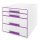 LEITZ Schubladenbox WOW CUBE  perlweiß/violett 5213-20-62, DIN A4 mit 4 Schubladen