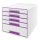 LEITZ Schubladenbox WOW Cube  perlweiß/violett 5214-20-62, DIN A4 mit 5 Schubladen