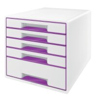 LEITZ Schubladenbox WOW Cube  perlwei&szlig;/violett...