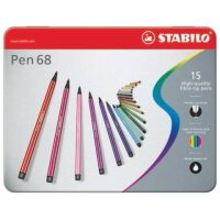 STABILO Pen 68 Filzstifte farbsortiert, 15 St.