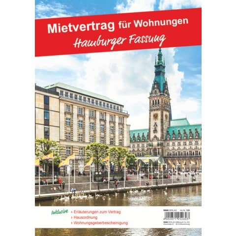 Mietvertrag für Wohnraum - Hamburger Fassung, 6 Seiten, gefalzt auf DIN A4