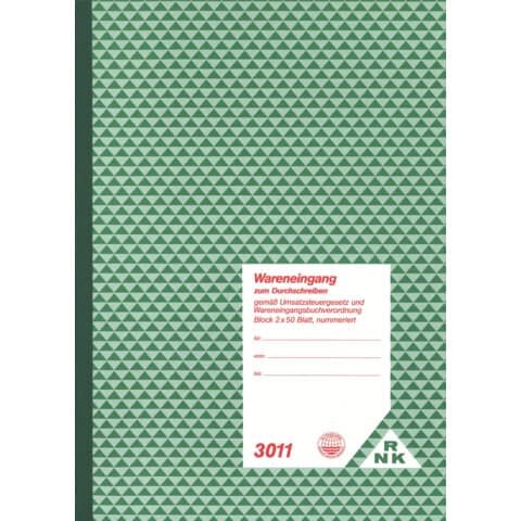 Wareneingang - Block, 2x50 Blatt, DIN A4, Durchschreibepapier, nummeriert