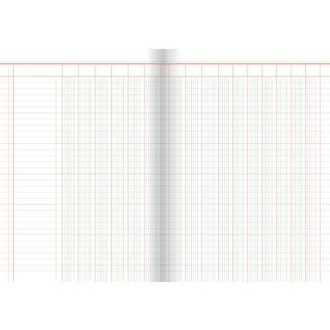 Spaltenbuch mit 16 Spalten, 60 Seiten, DIN A4, rot/grau liniert