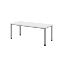 Schreibtisch 4Fuß-rd.180x80cm Wei&szlig
