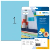 Farbige Etiketten A4, 210 x 297 mm, blau, abl&ouml;sbar