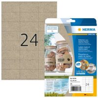 Etiketten aus Silphie-Papier A4, 70 x 36 mm, naturbraun,...