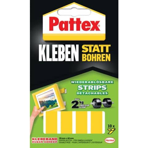 Pattex Klebestreifen für max. 2,0 kg 2,0 x 4,0 cm, 10 St.