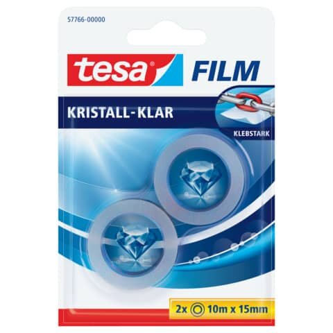 Klebefilm tesafilm® kristall-klar, Bandgröße (L x B): 10 m x 15 mm, 2 Rollen