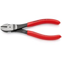 KNIPEX 74 01 160 Kraft-Seitenschneider mit Kunststoff überzogen schwarz atramentiert 160 mm