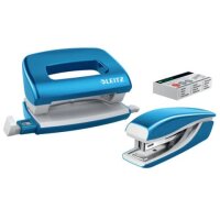 LEITZ Locher und Heftgeräte Set NeXXt WOW blau-metallic