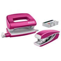 LEITZ Locher und Heftgeräte Set NeXXt WOW pink-metallic