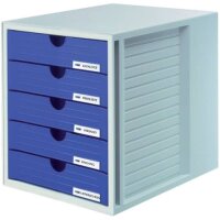 HAN Schubladenbox System-Box  blau 1450-14, DIN C4 mit 5 Schubladen