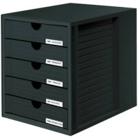 HAN Schubladenbox System-Box  schwarz 1450-13, DIN C4 mit 5 Schubladen